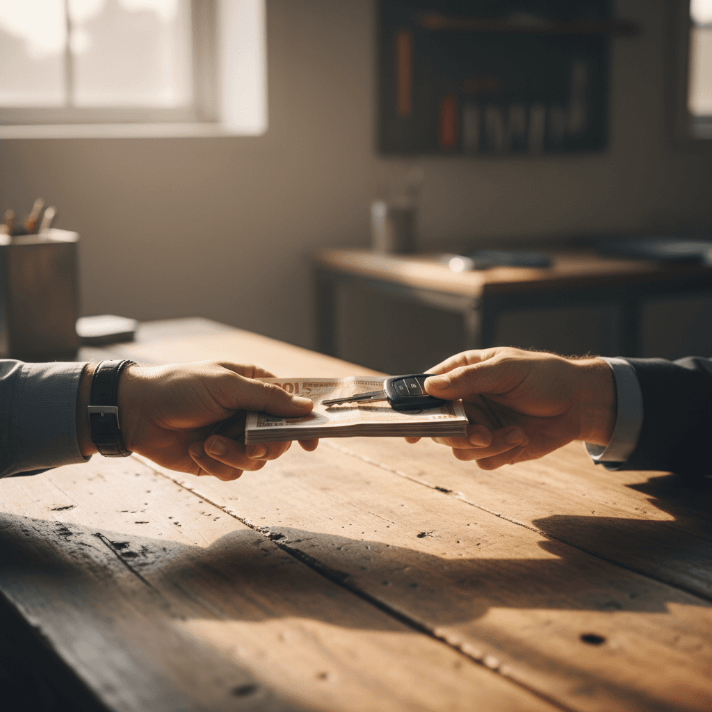 Cash payment for a junk car sale