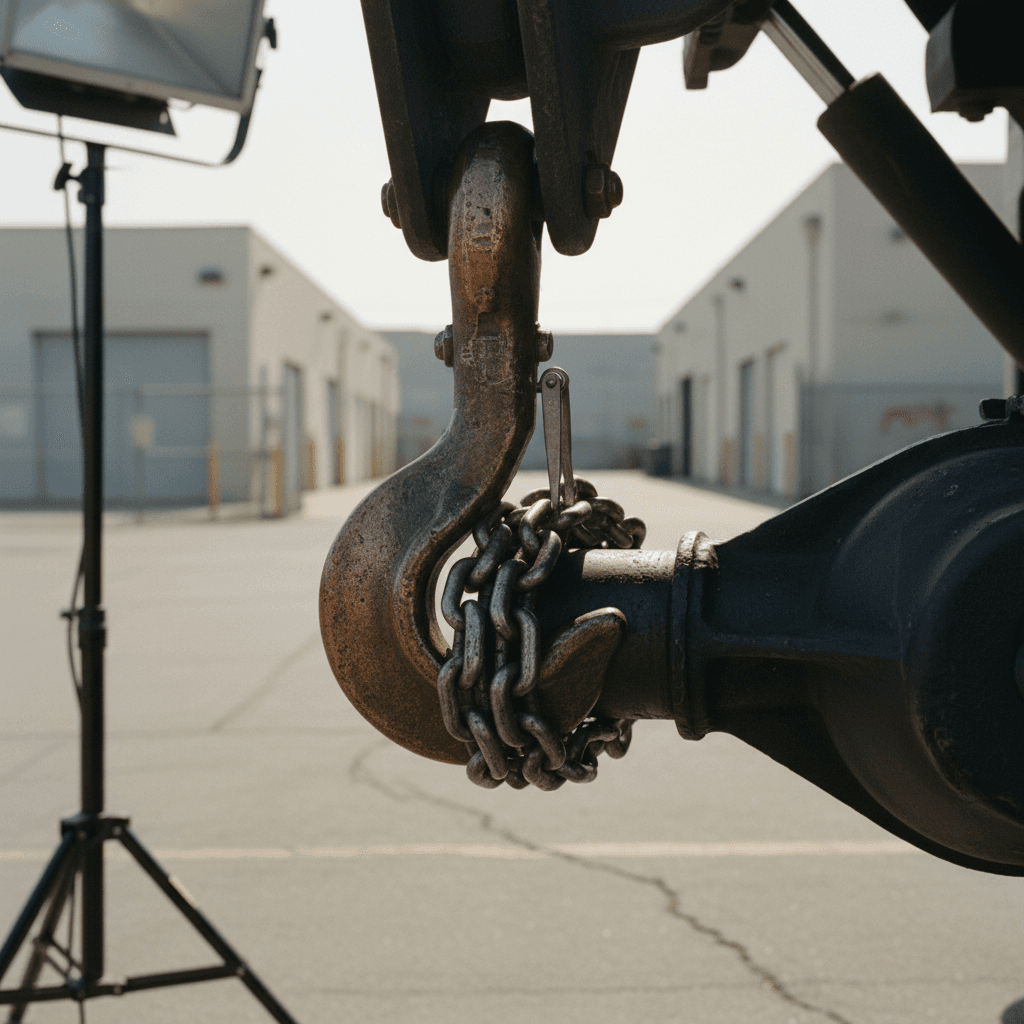 Tow truck securing a junk car for removal
